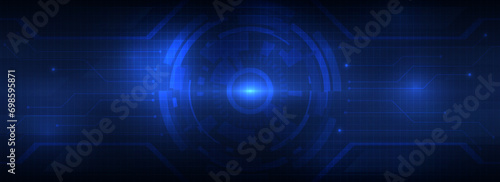 glowing blue technology circle Futuristic background concept