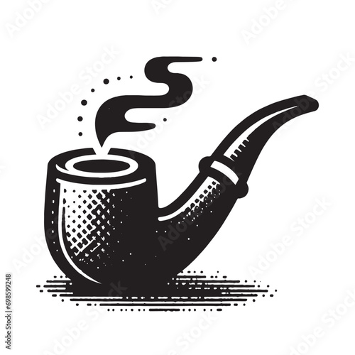 Smoking pipe. Vintage black engraving illustration. Monochrome vector icon. Isolated and cut out