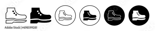 brisk boots icon. cold winter weather shoe for female fashion style. forest adventure field outdoor activity sport boot symbol. woman snow walking brisk boots or shoes with fur wear in foot vector 