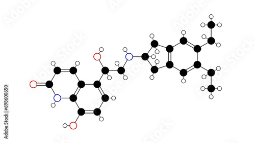 indacaterol molecule, structural chemical formula, ball-and-stick model, isolated image adrenergic bronchodilators