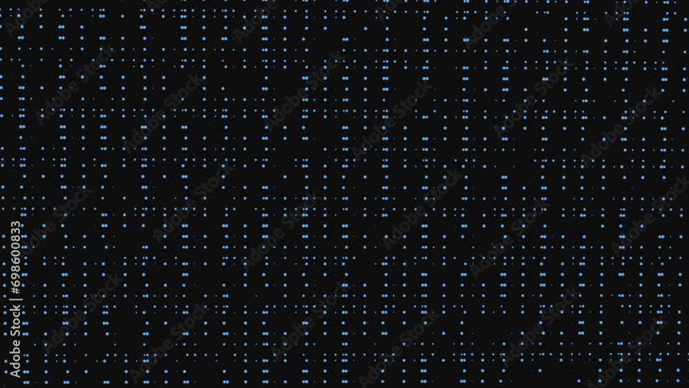 A mesmerizing pattern of blue dots intricately arranged in a grid formation on a striking black backdrop, creating an eye-catching visual display A mesmerizing pattern of blue dots intricately arranged in a grid formation on a striking black backdrop, creating an eye-catching visual display