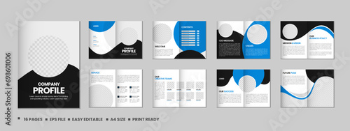 Company profile, multipage flyer brochure, 16 pages portfolio magazine, annual report, catalog and a4 multipage template design