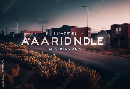 Airdrie: Der Name der kanadischen Stadt Airdrie in der Provinz Alberta vor einem Foto mit dem kanadischen Ahornblatt. Generative AI photo