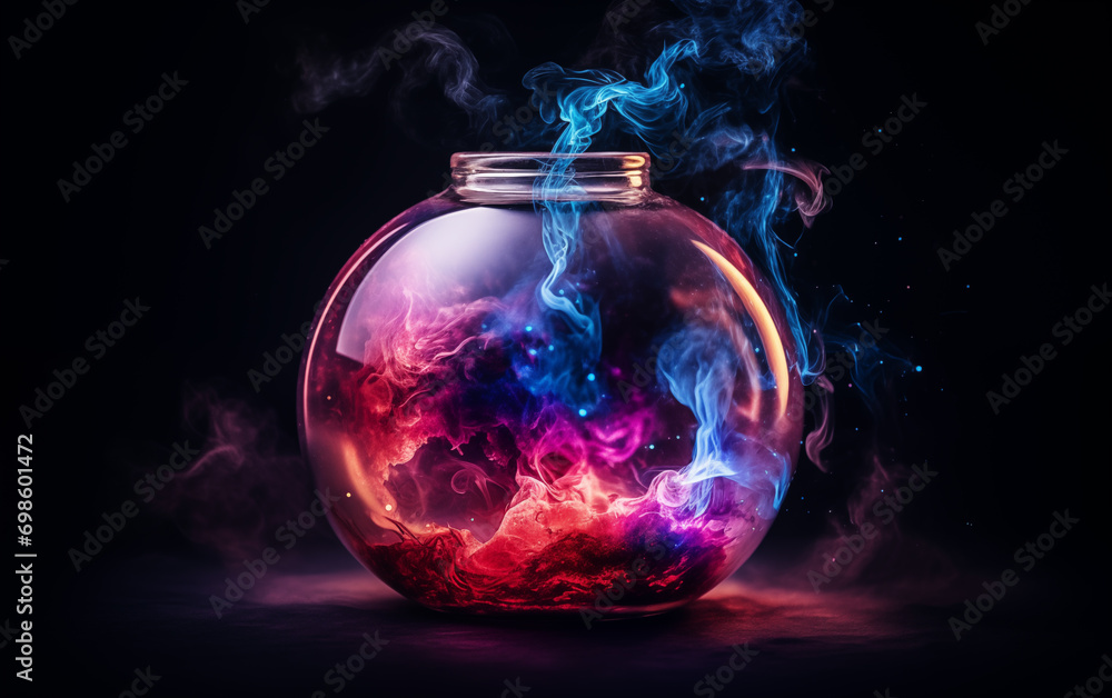 Colored smoke in glass ball,created with Generative AI tecnology. Colored smoke in glass ball,created with Generative AI tecnology.