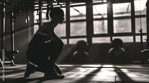Silhouette of a woman training dances in a lost place