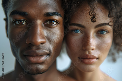 Portrait men and women of diverse ethnicites with skin blemishes generated AI