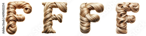 Letter F - Hair Alphabet - Hair Letter set - White background - Glamour Hair typeset collection from A to Z and numbers. photo