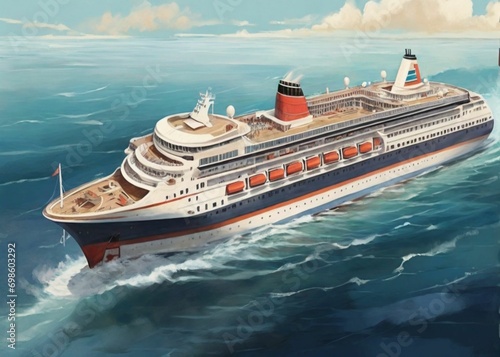 illustration painting of a cruise ship