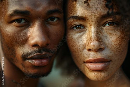 Portrait men and women of diverse ethnicites with skin blemishes generated AI