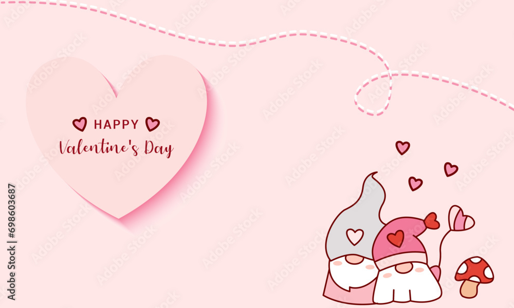 Valentine's day background with gnomes