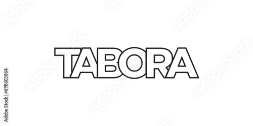 Tabora in the Tanzania emblem. The design features a geometric style, vector illustration with bold typography in a modern font. The graphic slogan lettering.