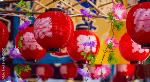 colorful lanterns hanging to celebrate the arrival of the new year