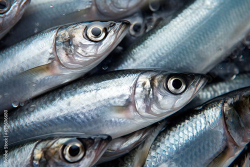 Fresh herring close-up, background
