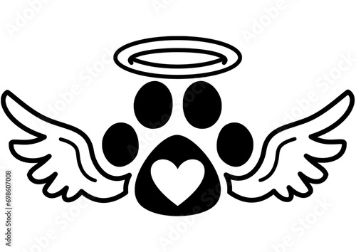 Vector Paw With Wings and Heart Illustration