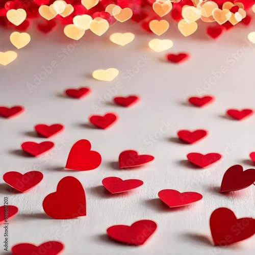Red hearts lights background. valentine day.