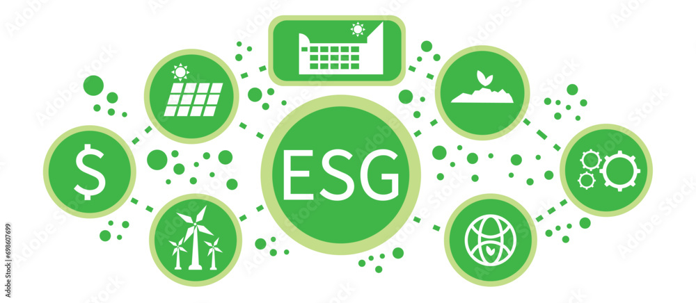 ESG icon concept for environment, society and governance in sustainable business and green business. on a white background ESG icon concept for environment, society and governance in sustainable business and green business. on a white background