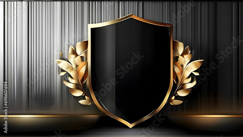 Black Golden Stage Royal Awards Graphics Background. Glowing Lines Elegant Shine Modern Spotlight. Luxury Premium Corporate Template. Abstract trophy Certificate Banner.