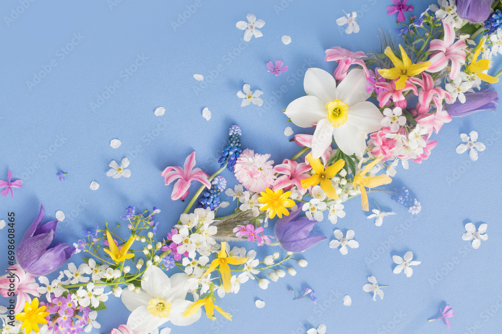 spring flowers on paper background spring flowers on paper background