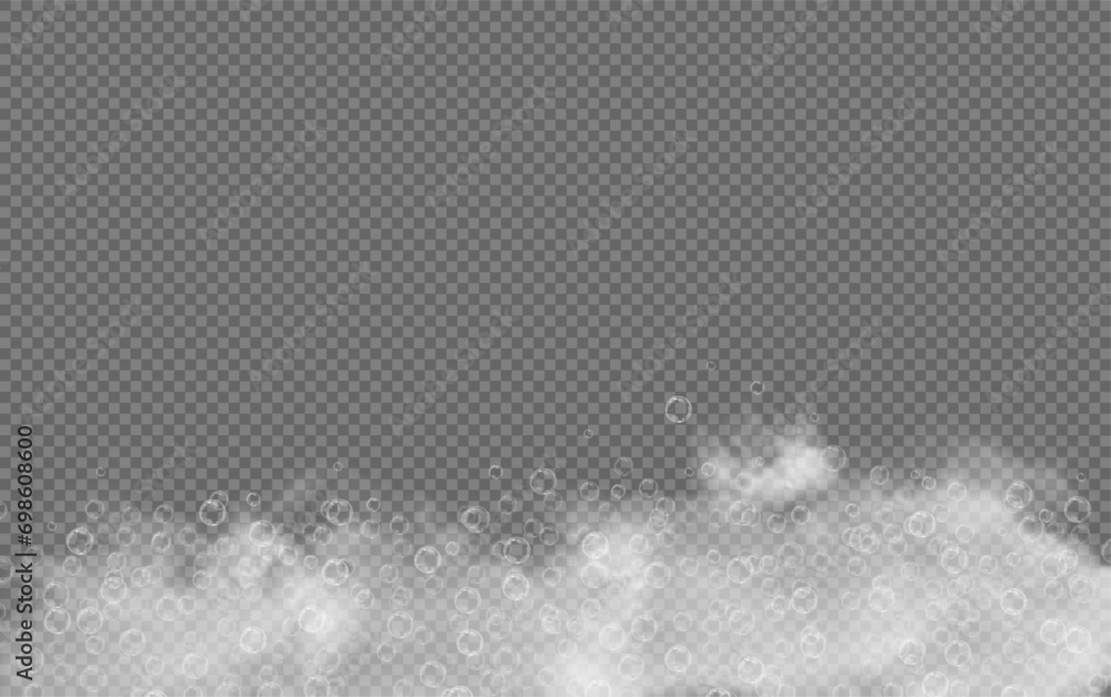 This vector template shows a bath foam with shampoo bubbles isolated on a transparent background. It can be used for advertising purposes. Mousse bath foam. This vector template shows a bath foam with shampoo bubbles isolated on a transparent background. It can be used for advertising purposes. Mousse bath foam.