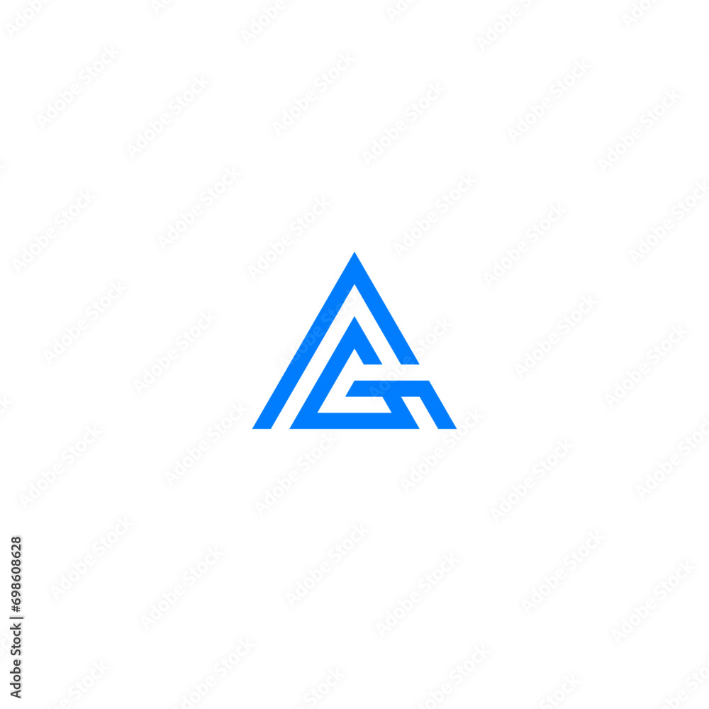 AG monogram logo in triangle shape with blue color. AG monogram logo in triangle shape with blue color.