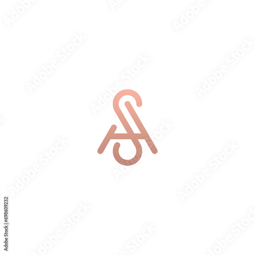 SA or AS monogram fashion logo with gold color
