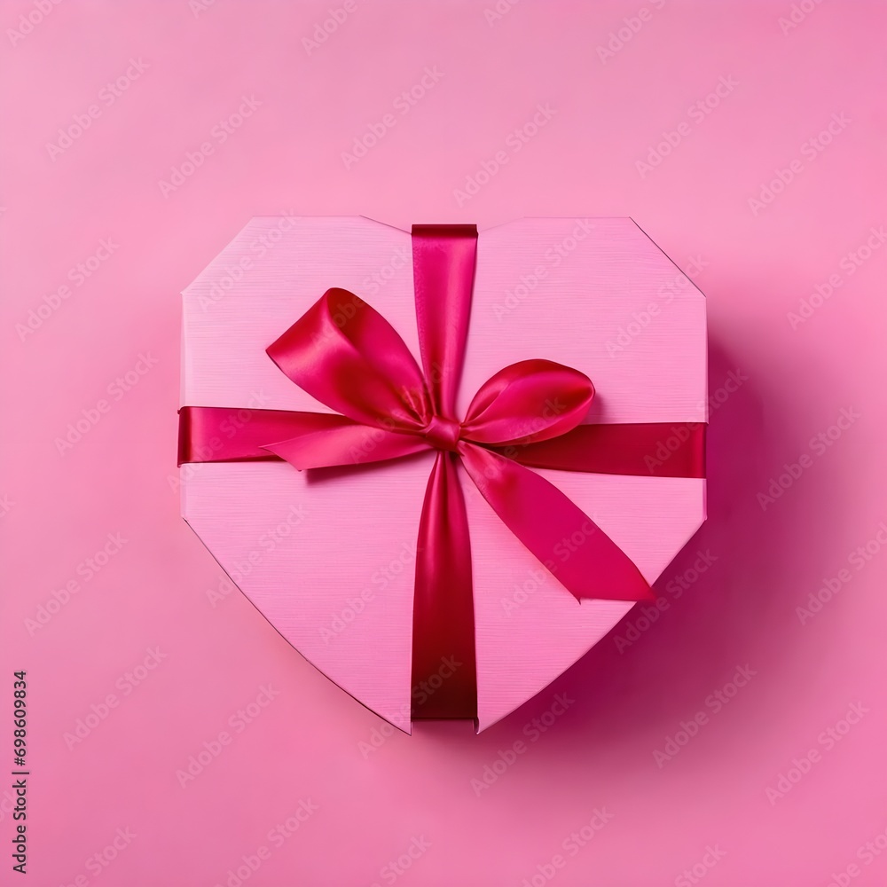 Pink Gift box and hearts on pink background. Valentine Day, Wedding or Birthday. Pink Gift box and hearts on pink background. Valentine Day, Wedding or Birthday.
