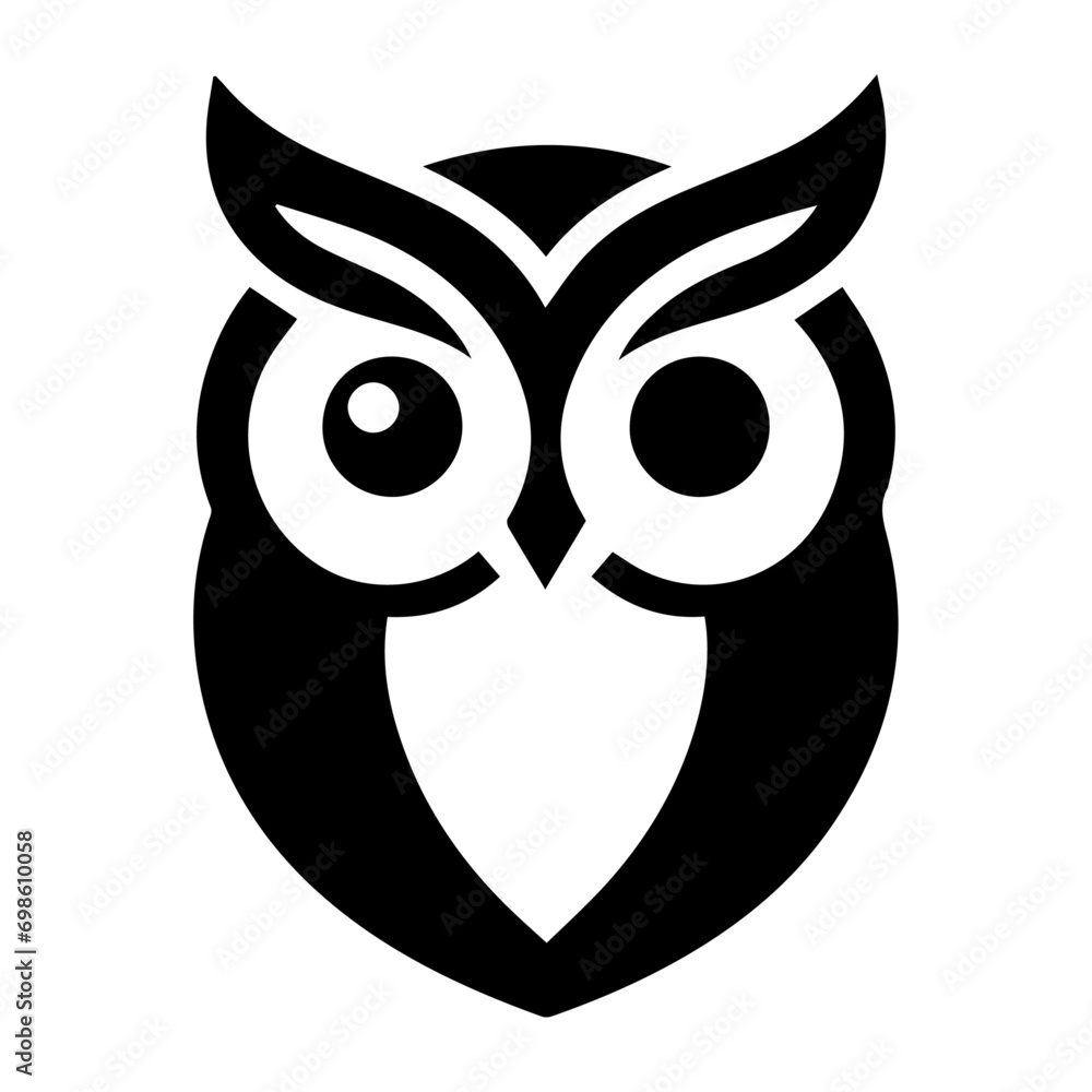 Owl vector silhouette, Owl Tattoo vector art illustration black color