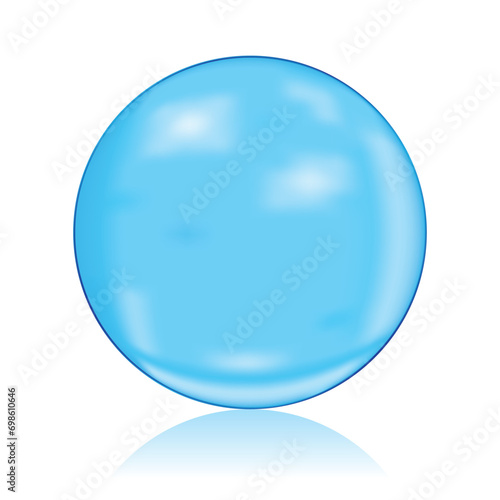 Blue glassy transparent sphere