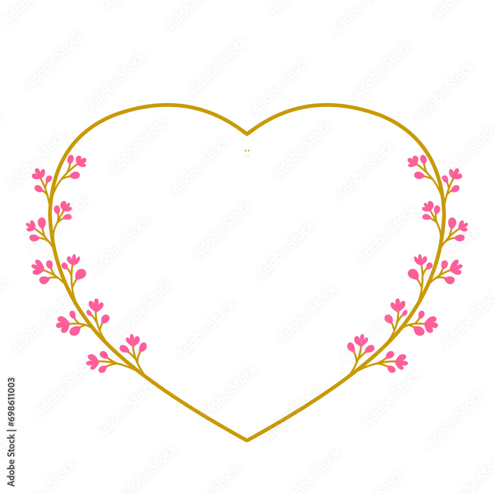 Golden Love Frame With Pink Floral