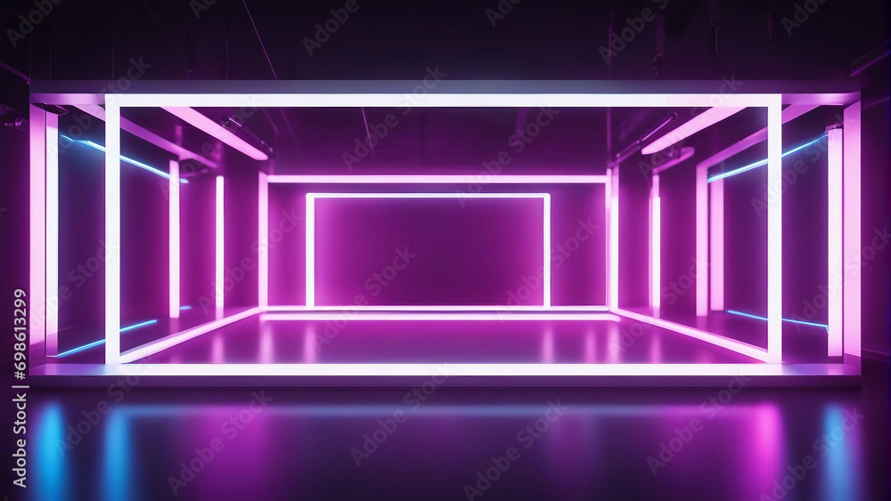 Neon panel background with space for branding ideal for product generated by AI Neon panel background with space for branding ideal for product generated by AI