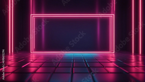 Neon panel background with space for branding ideal for product generated by AI © Foyez Ullah