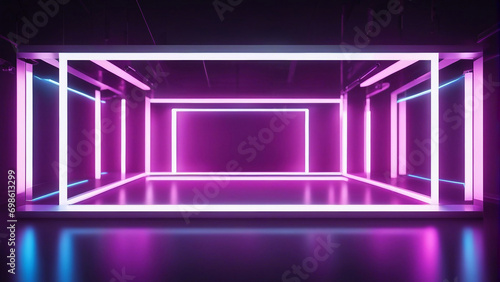 Neon panel background with space for branding ideal for product generated by AI