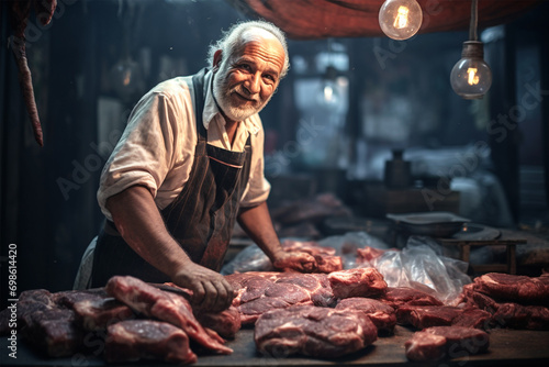 Elderly or old male butcher