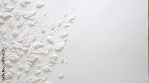 Abstract illustration of white ash leaves embossed onto white paper