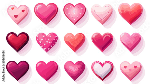 vector illustration set, Valentines Love Hearts isolated on a white background. Beautiful background or for valentine’s day. Beautiful background. Valentine’s card mockup. Valentine mockup. Romantic b