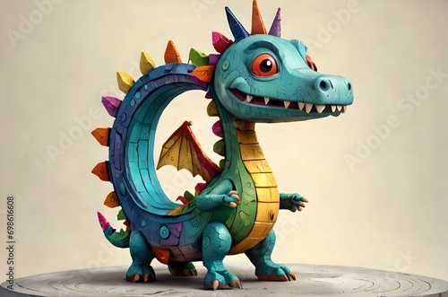 cute 3D dragon cartoon symbol of 2024. Chinese new year 2024 Festival AI generated Generative AI,  year of the dragon, the Chinese zod photo