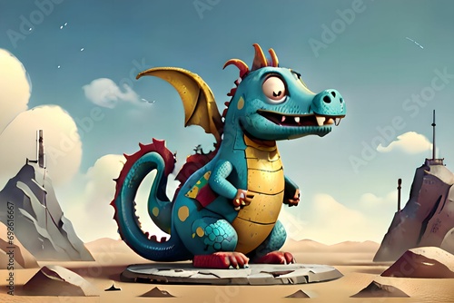 cute 3D dragon cartoon symbol of 2024. Chinese new year 2024 Festival AI generated Generative AI,  year of the dragon, the Chinese zod photo