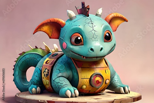 cute 3D dragon cartoon symbol of 2024. Chinese new year 2024 Festival AI generated Generative AI,  year of the dragon, the Chinese zod photo