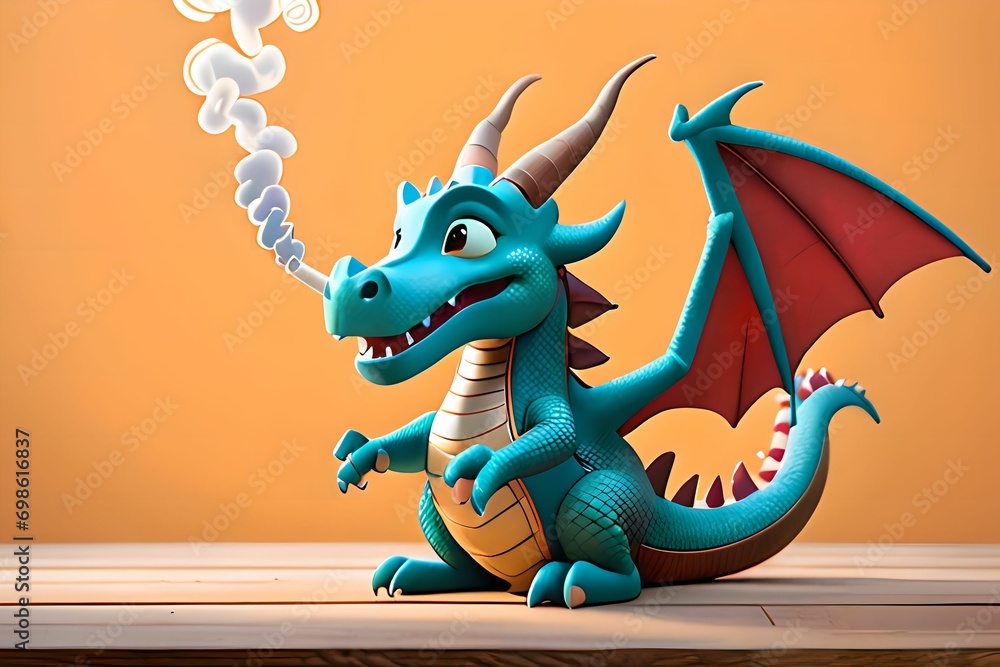 Fototapeta premium cute 3D dragon cartoon symbol of 2024. Chinese new year 2024 Festival AI generated Generative AI, year of the dragon, the Chinese zod