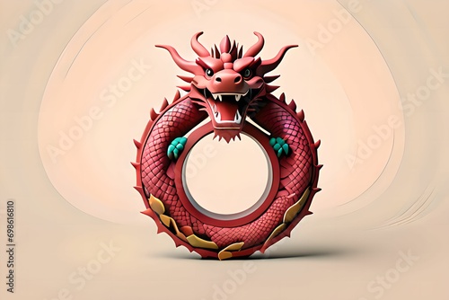 cute 3D dragon cartoon symbol of 2024. Chinese new year 2024 Festival AI generated Generative AI,  year of the dragon, the Chinese zod photo