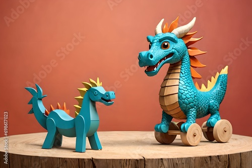 cute 3D dragon cartoon symbol of 2024. Chinese new year 2024 Festival AI generated Generative AI,  year of the dragon, the Chinese zod © agung n. wibowo
