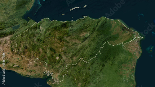 Honduras outlined. Low-res satellite map