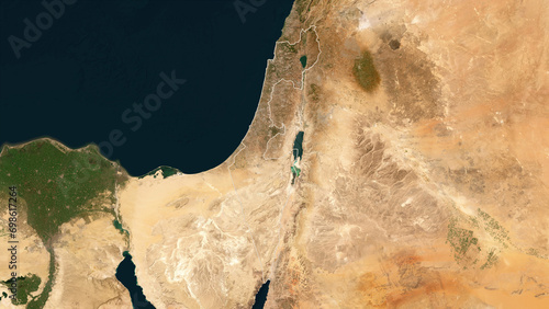 Israel outlined. Low-res satellite map