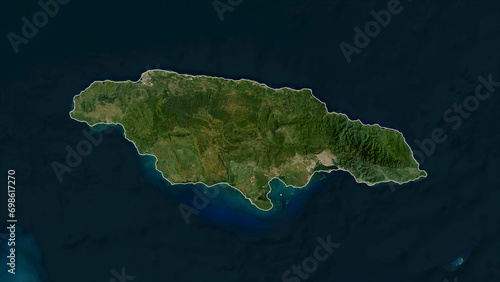 Jamaica outlined. Low-res satellite map
