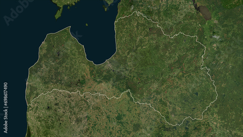 Latvia outlined. Low-res satellite map