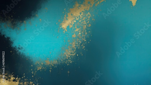 Dark Cyan and gold painting Abstract background © Reazy Studio