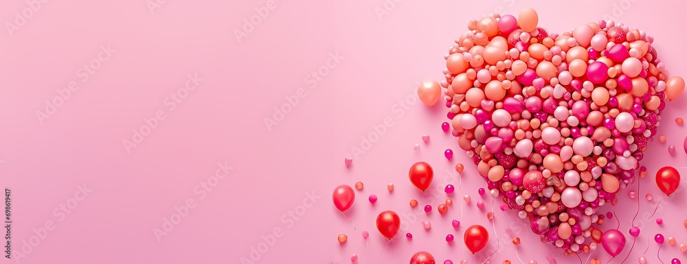 Happy Valentine's Day, pink balloons in heart shape. Happy Valentine's Day, pink balloons in heart shape.