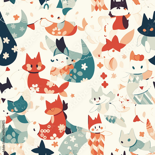 seamless pattern with cats