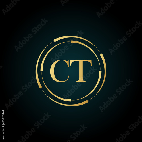 Royal Letter CT Logo Template. CT Luxury golden letter logo. CT letter logo design. CT creative golden latter logo design. Initial CT Letter. CT logo design template vector illustration