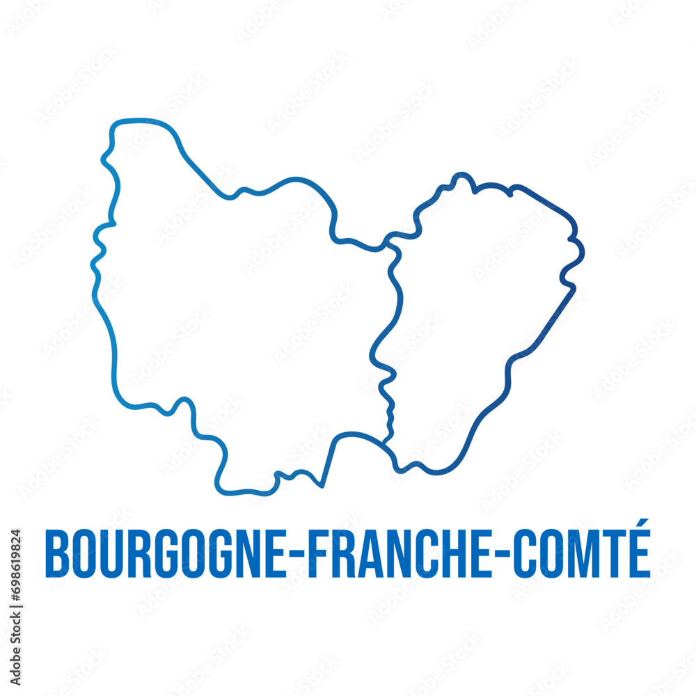 Bourgogne-Franche-Comté (BFC) region abstract outline map. Isolated vector illustration Bourgogne-Franche-Comté (BFC) region abstract outline map. Isolated vector illustration